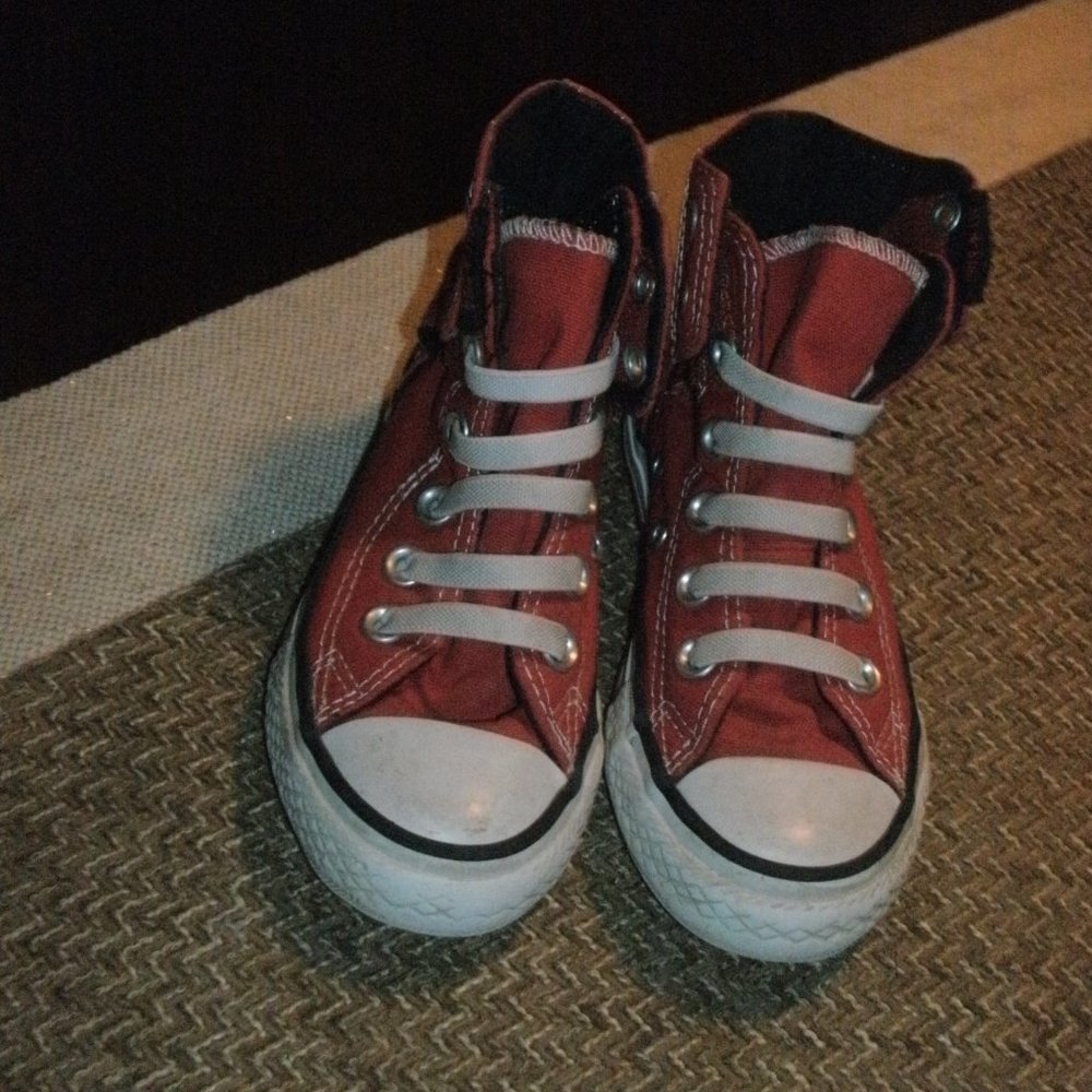 Converse Chuck Taylor All Star RED Hi Top Easy on Style Velcro Sneakers sz 10.5